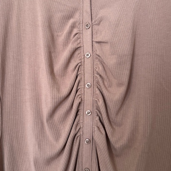 Abercrombie Ruched Long Sleeve Button Front Mini Dress size L - Picture 3 of 6